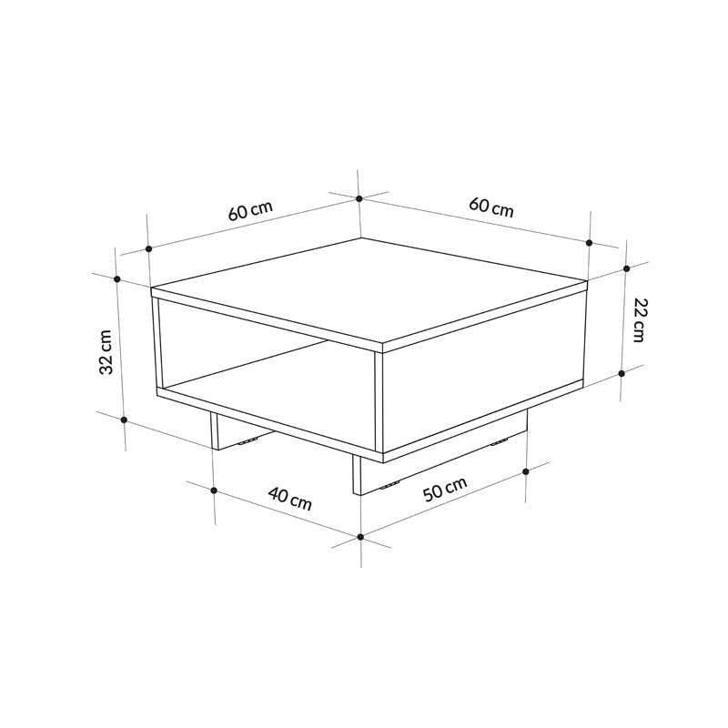 Coffee table Hola pakoworld melamine oak 60x60x32cm