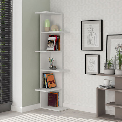 Bookcase corner Saso pakoworld melamine white 37x37x141cm