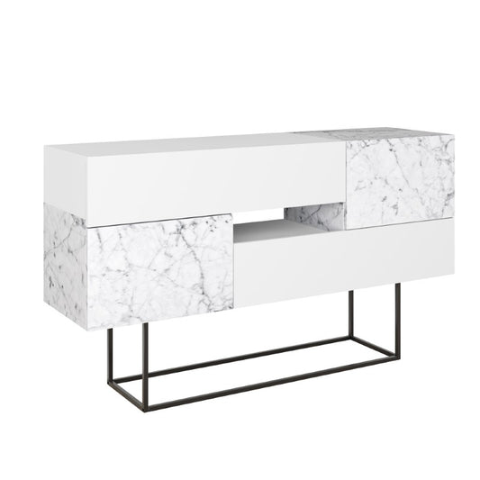 Buffet Roberta pakoworld white marble melamine 145x40x82cm