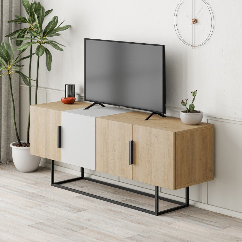 TV cabinet Tontini pakoworld natural-white 140x37.5x55cm