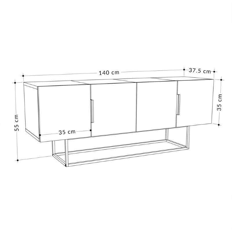 TV cabinet Tontini pakoworld natural-white 140x37.5x55cm