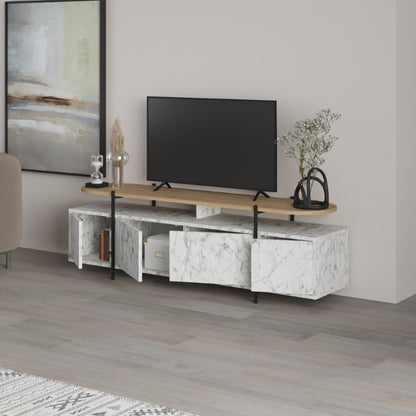 TV cabinet Ondine pakoworld grey marble-natural 160x35.5x48cm