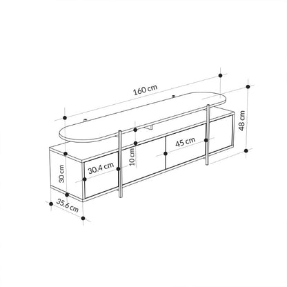 TV cabinet Ondine pakoworld grey marble-natural 160x35.5x48cm