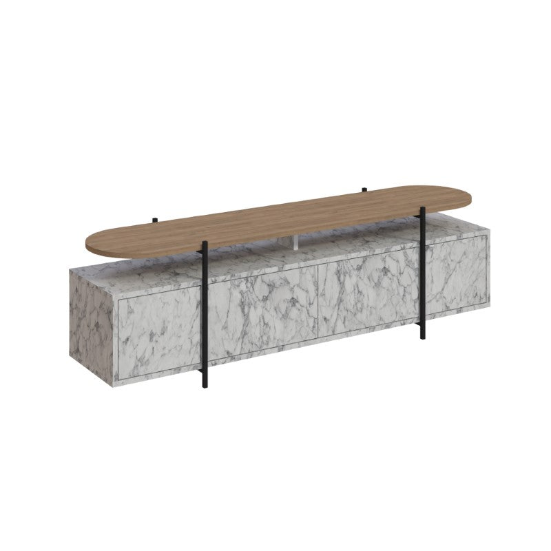 TV cabinet Ondine pakoworld grey marble-natural 160x35.5x48cm