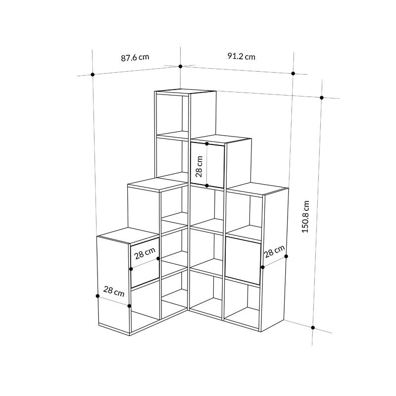 Bookcase Paleo pakoworld oak melanine 150.8x28.x150.8cm