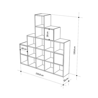 Bookcase Paleo pakoworld oak melanine 150.8x28.x150.8cm