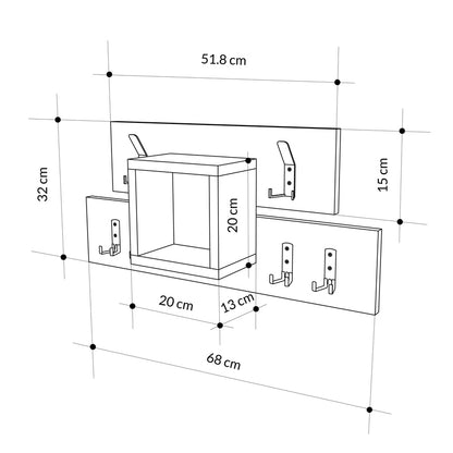 Wall hanger Lumina pakoworld oak-anthracite melamine-metal 68x15x32cm