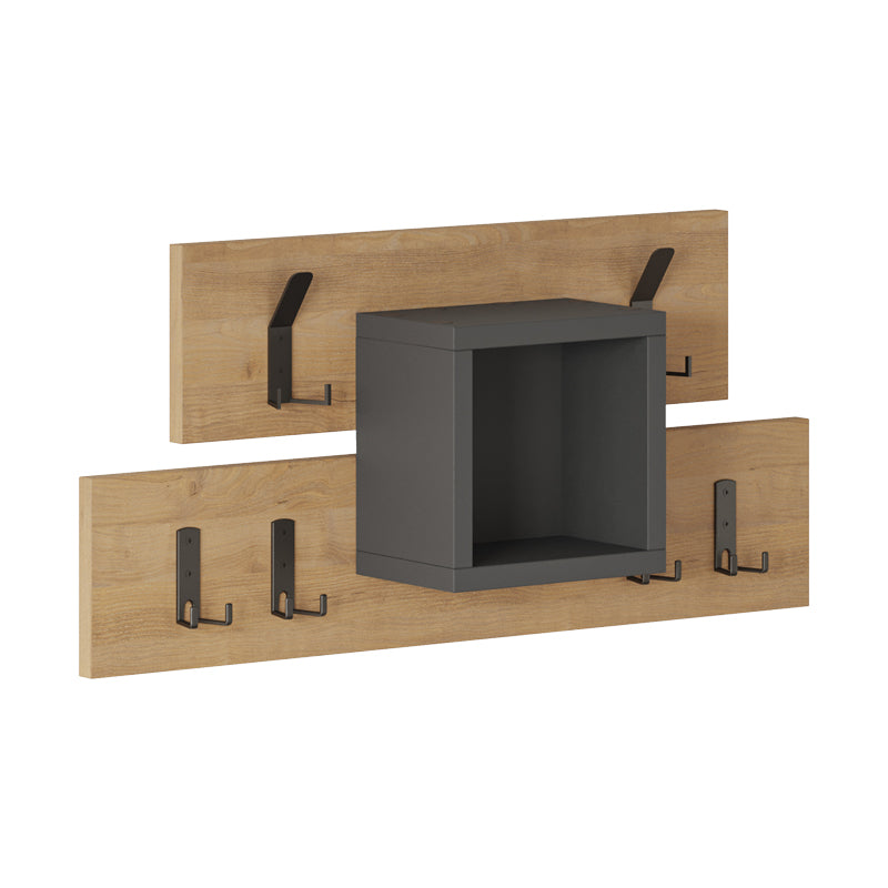 Wall hanger Lumina pakoworld oak-anthracite melamine-metal 68x15x32cm