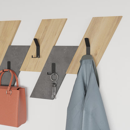 Wall hanger Livy pakoworld oak-retro grey melamine 75.2x1.8x45.3cm