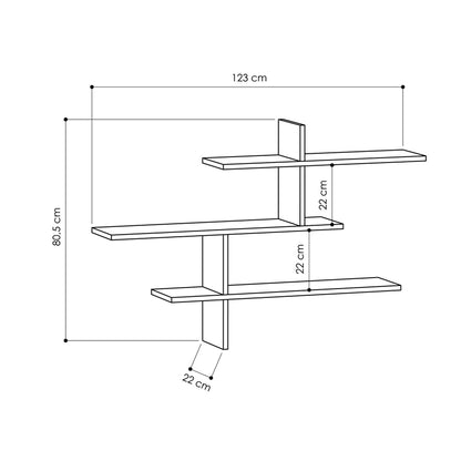 Wall shelf unit leona pakoworld melamine in white color 123x22x81cm