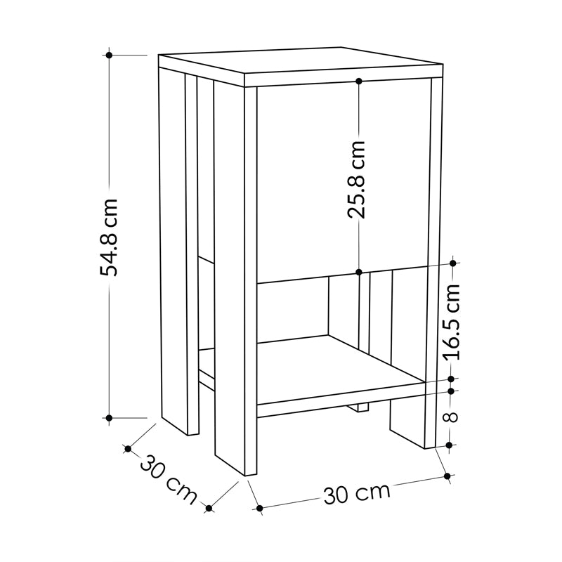 Nightstand Ema pakoworld melamine in black color 30x30x55cm