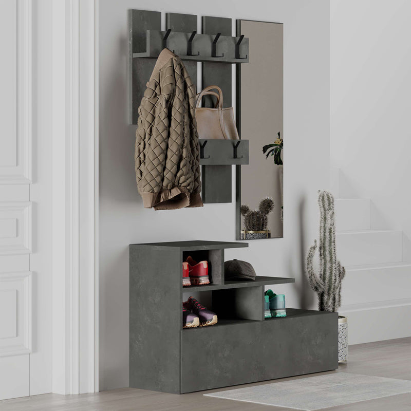 Entrance furniture Vesty pakoworld melamine in retro grey color 100x30x61cm