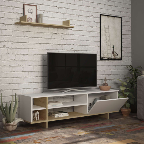 Tv unit Saloon pakoworld in white-oak color 160x35.5x44cm