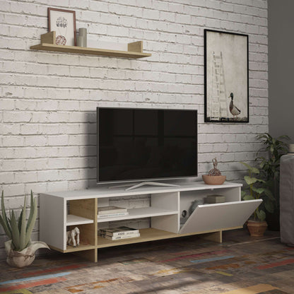 Tv unit Saloon pakoworld in white-oak color 160x35.5x44cm