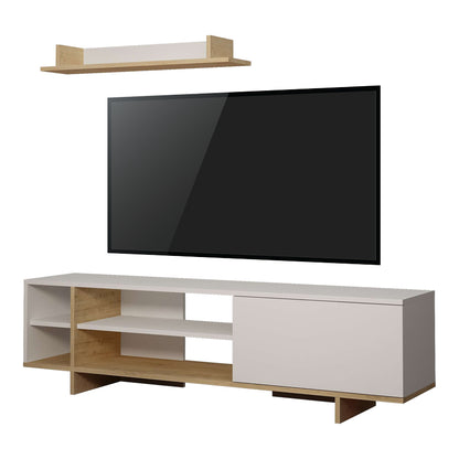 Tv unit Saloon pakoworld in white-oak color 160x35.5x44cm