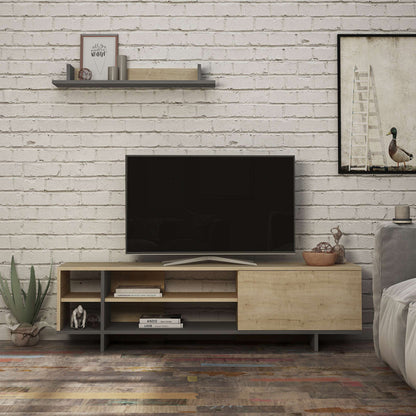 Tv unit Saloon pakoworld in dark grey-oak color 160x35.5x44cm