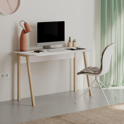 Malia study desk in white-natural-mocha color 120x60.5x75cm