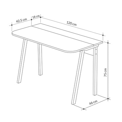 Malia study desk in white-natural-mocha color 120x60.5x75cm