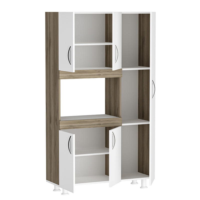 Kitchen cabinets Defne pakoworld in white-walnut color 89x37.5x160cm