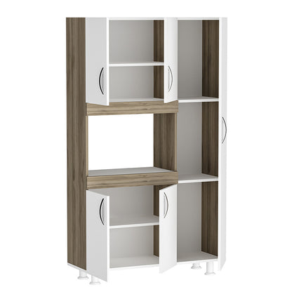 Kitchen cabinets Defne pakoworld in white-walnut color 89x37.5x160cm