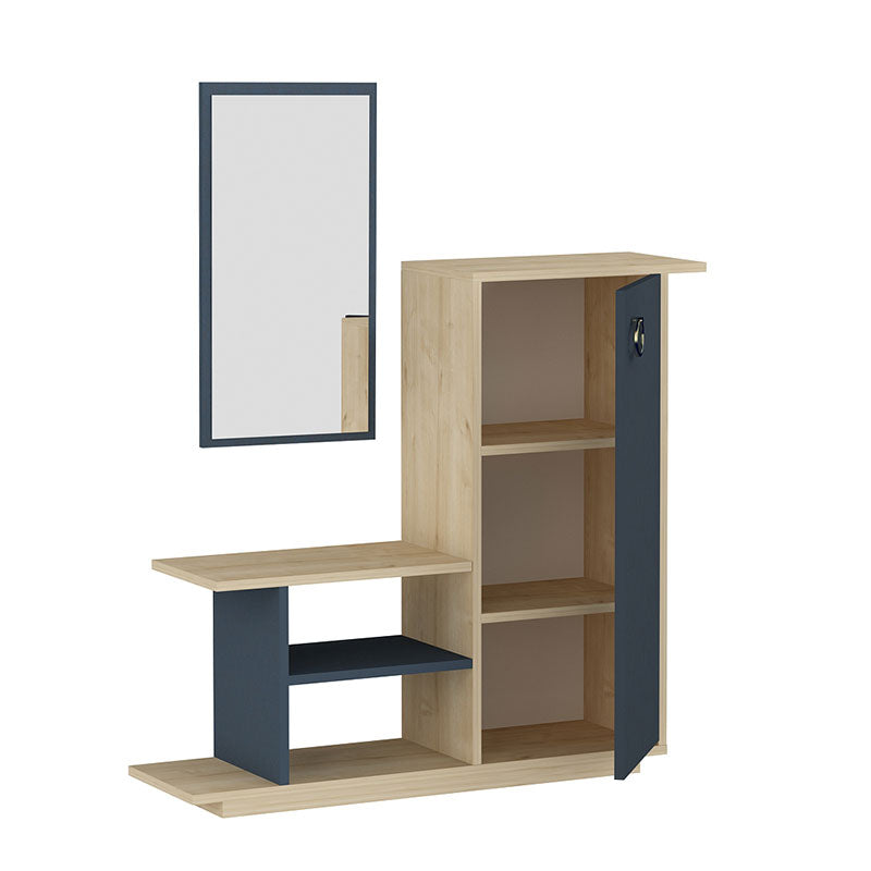 Entrance furniture with mirror Ceel pakoworld in white-walnut color 80x29.5x90cm