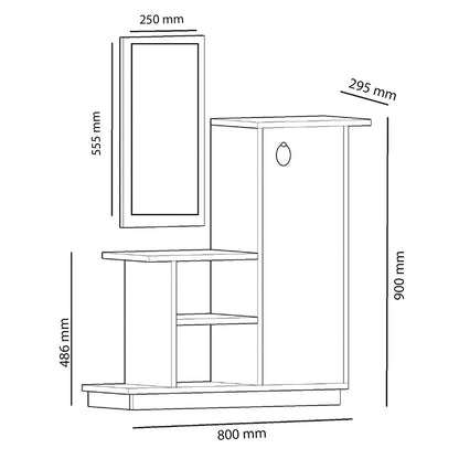 Entrance furniture with mirror Ceel pakoworld in white-walnut color 80x29.5x90cm