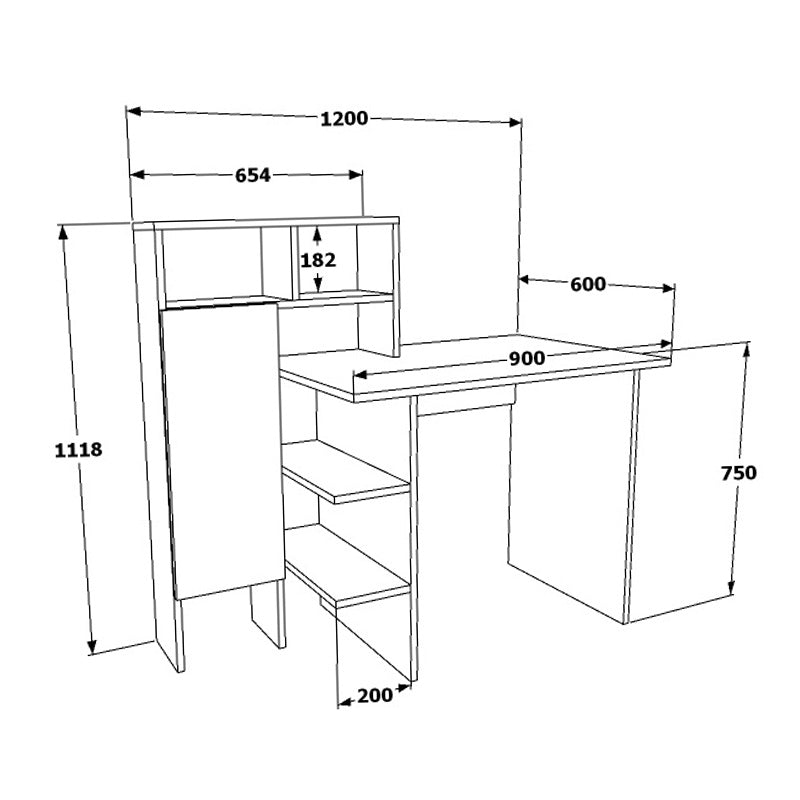 Office desk Slate pakoworld white-oak 20x60x112cm