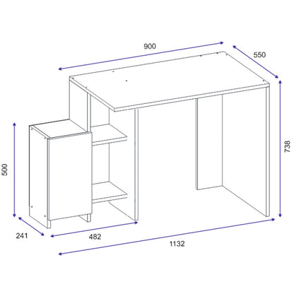 Office desk Kely pakoworld in white-oak color 113x55x74cm