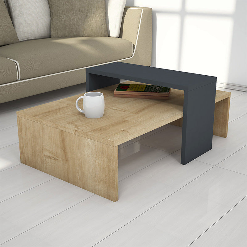 Coffee table Glow pakoworld in oak-anthracite color 80x50x32cm