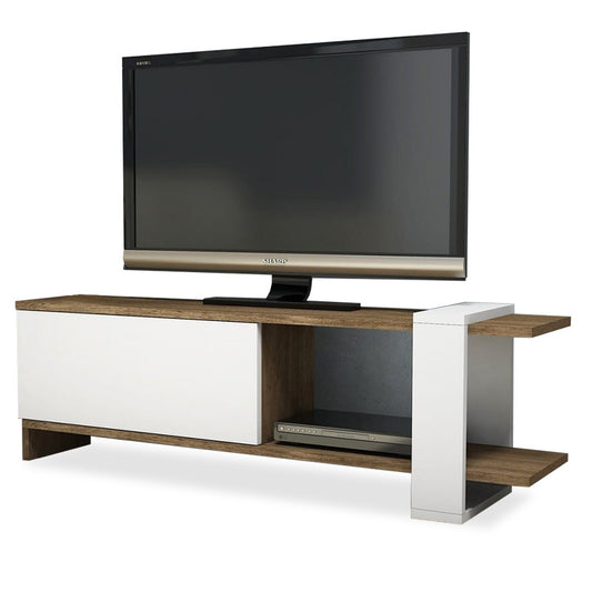 Tv set Cave pakoworld in white-walnut color 120x25x37cm