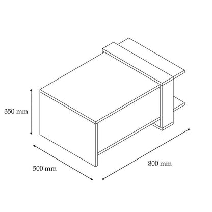 Coffee table Cave pakoworld in white-walnut color 80x50x35cm