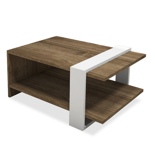 Coffee table Cave pakoworld in white-walnut color 80x50x35cm