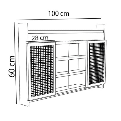 Wall shelf kitchen unit Puro pakoworld in walnut color 100x9x60cm