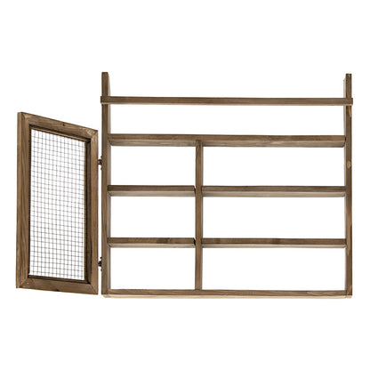 Wall shelf unit for kitchen Valka pakoworld in walnut color 70x11x60cm