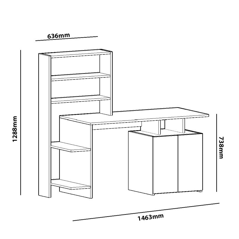 Office desk Melis pakoworld grey-beige-white 146x60x129cm