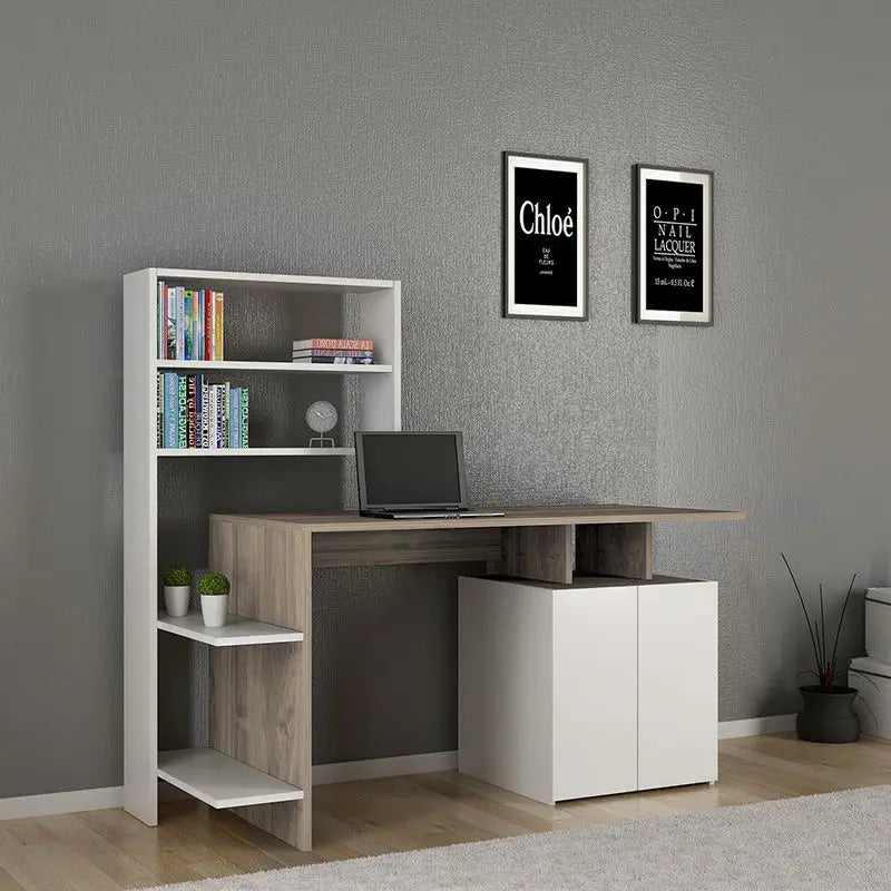 Office desk Melis pakoworld grey-beige-white 146x60x129cm