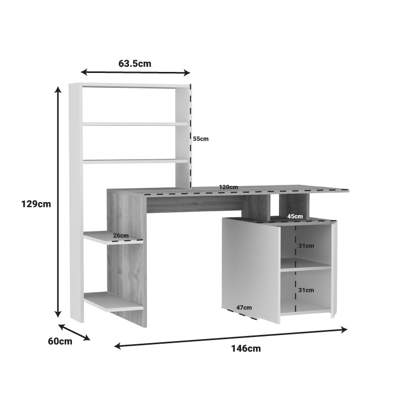 Office desk Melis pakoworld white-sonoma 146x60x129cm