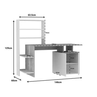 Office desk Melis pakoworld white-sonoma 146x60x129cm