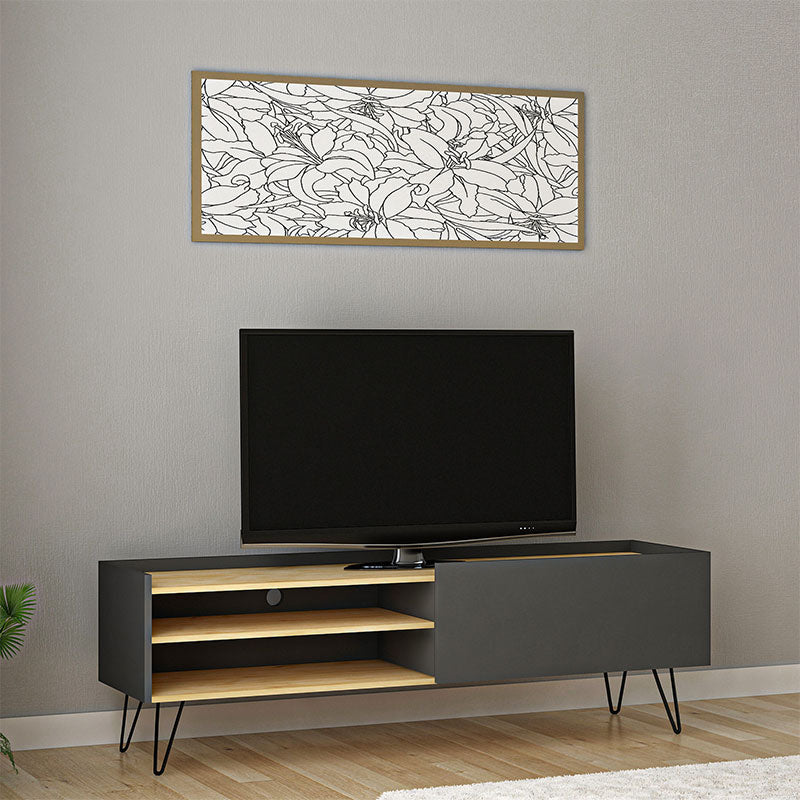 Tv stand Veronica pakoworld in dark grey-natural 120x33x49,5cm