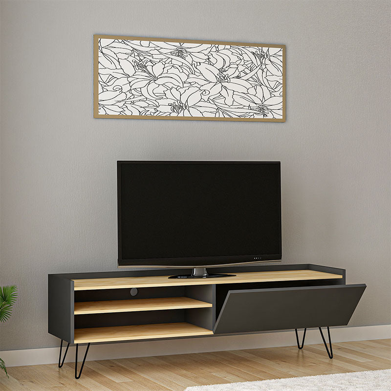 Tv stand Veronica pakoworld in dark grey-natural 120x33x49,5cm