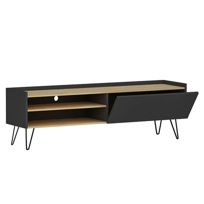 Tv stand Veronica pakoworld in dark grey-natural 120x33x49,5cm