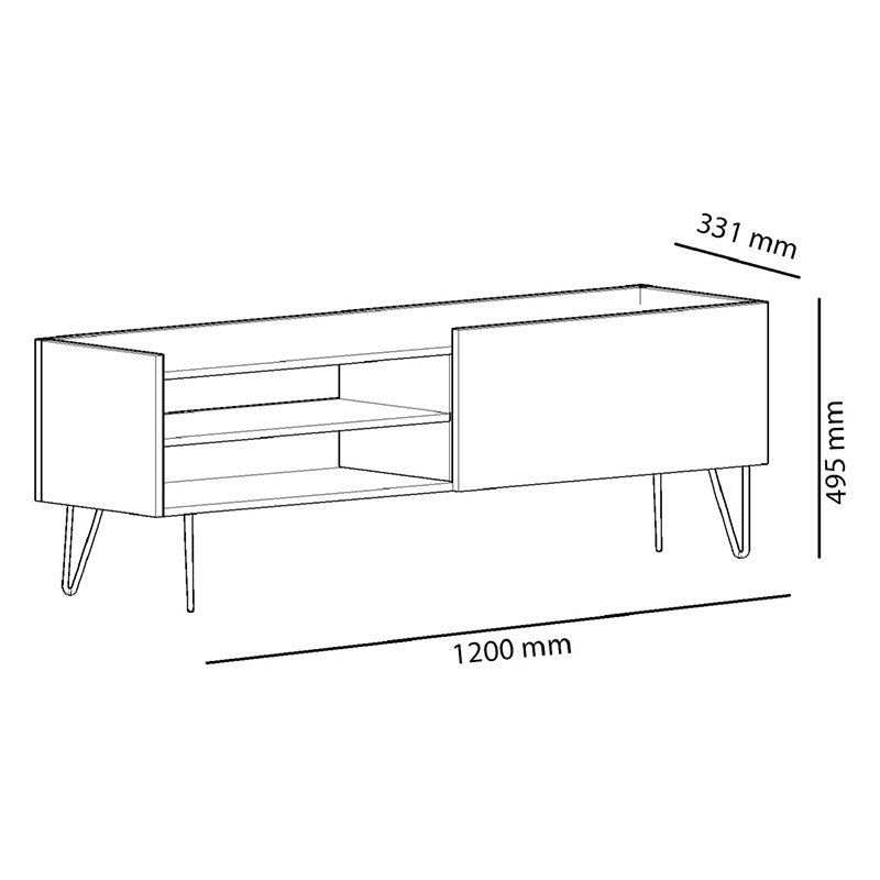 Tv stand Veronica pakoworld in dark grey-natural 120x33x49,5cm