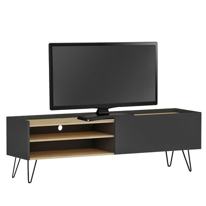 Tv stand Veronica pakoworld in dark grey-natural 120x33x49,5cm