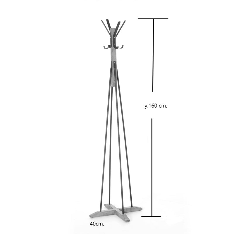 Coat Stand Myra pakoworld in walnut-black color D40x160cm