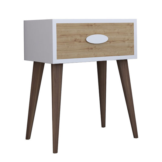 Nightstand Labow pakoworld with a drawer walnut-white-sonoma 45x30x57.5cm