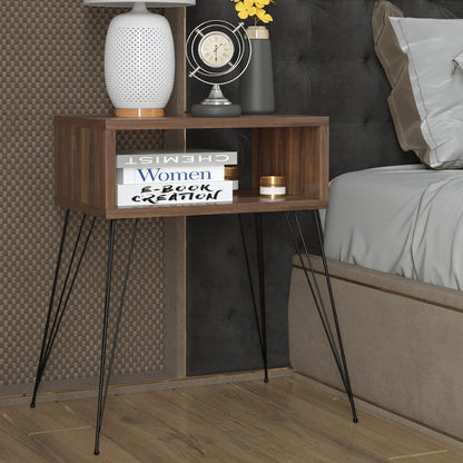 Nightstand Naida pakoworld walnut-black 45x30x59cm