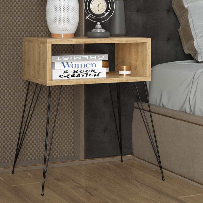 Nightstand Naida pakoworld natural-black 45x30x59cm
