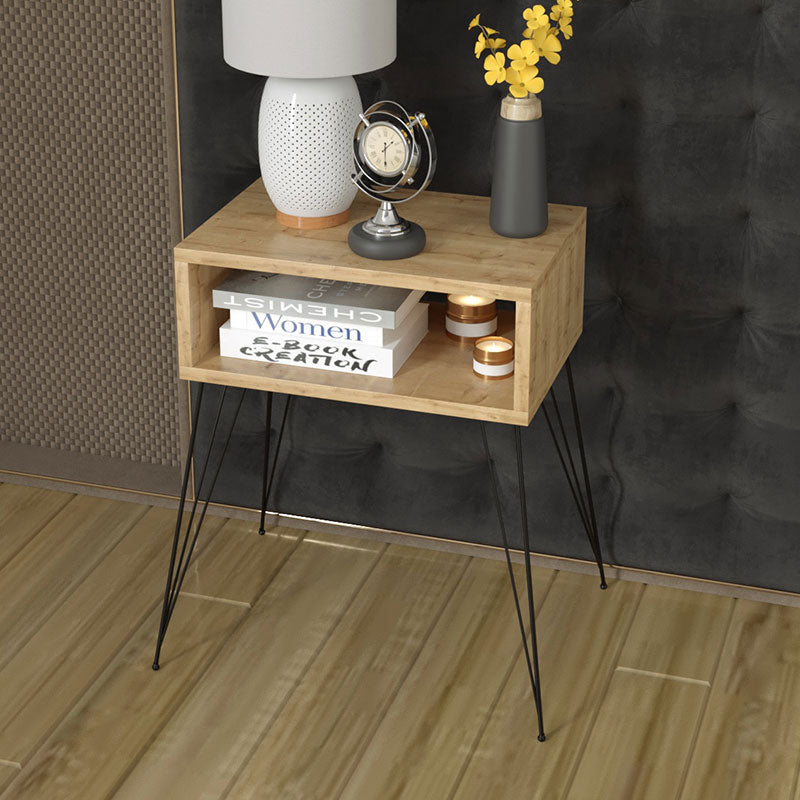 Nightstand Naida pakoworld natural-black 45x30x59cm