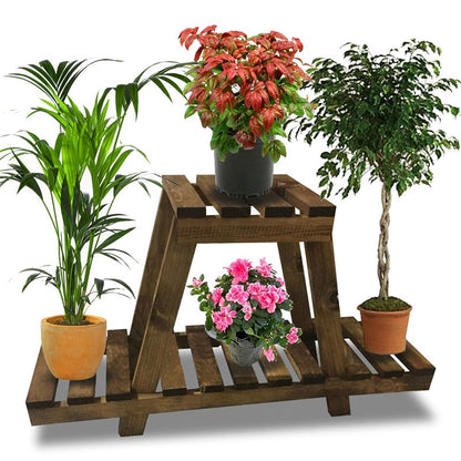 Plant shelf-stand unit Tisa pakoworld wooden brown 75x25x49cm