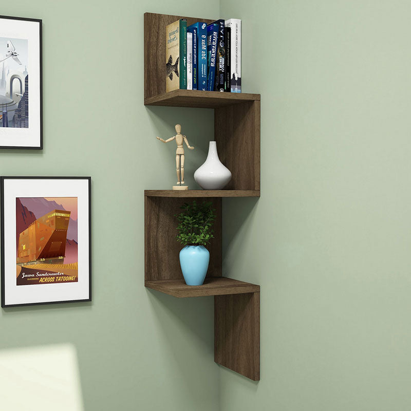 Corner wall shelf Insta pakoworld walnut 25x25x105,5cm